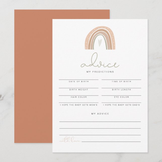 GITA Pastel Rainbow Baby Shower Predictions Inbjudningar (Fram/baksida)