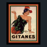 Gitanes 1931 Art Deco Cigarette och Poster<br><div class="desc">Art Deco "Gitanes" Fransk Cigarette Advertisement ca. 1931 av Jules Isnard</div>