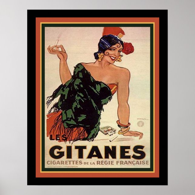 Gitanes 1931 Art Deco Cigarette och Poster (Framsidan)