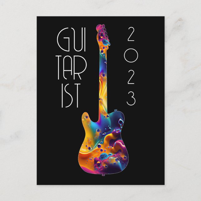 GITARIST 2023 FÄRGRIKT GITARBAND PRESENT VYKORT (Framsida)