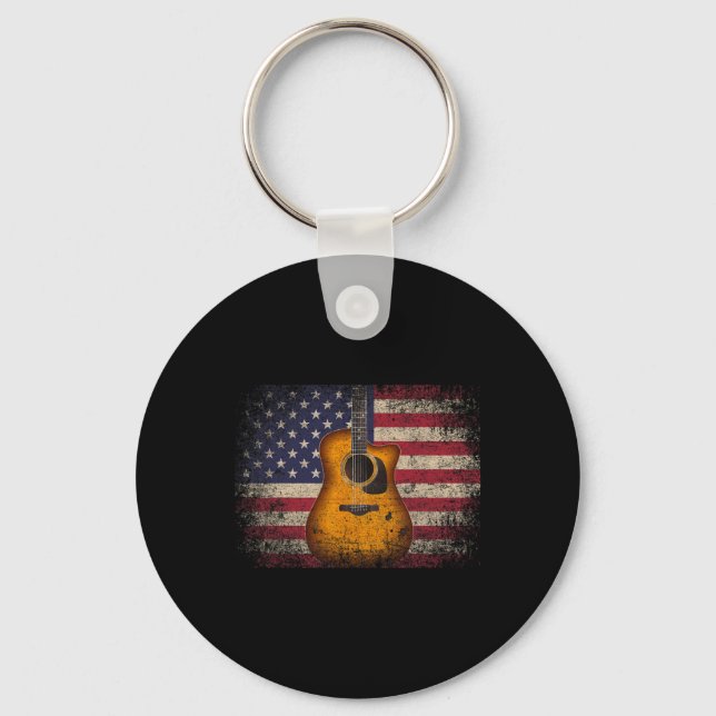 Gitarr 4:e Juli-present Amerikansk flagga Usa - La Nyckelring (Framsida)