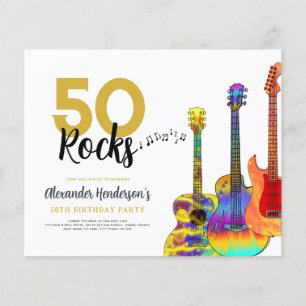 gitarr 50-års födelsedagsinbjudan flygblad