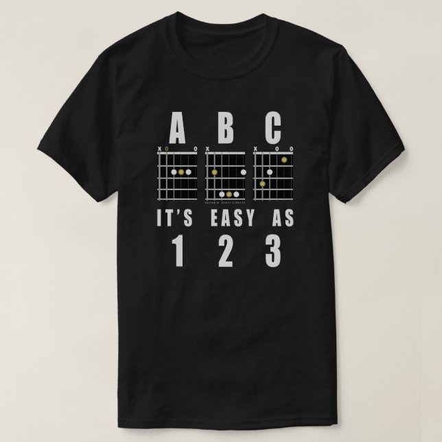 Gitarr-ackord ABC Det är lätt som 123 T Shirt (Design framsida)