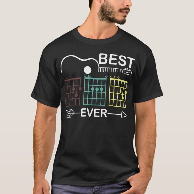 Gitarr Ackord Spelare Lärare Bästa Pappa Någonsin  T Shirt (Framsida)