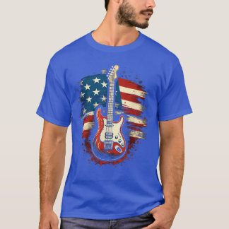 Gitarr Amerikansk Flagga USA Country Musik 4:e Jul T Shirt