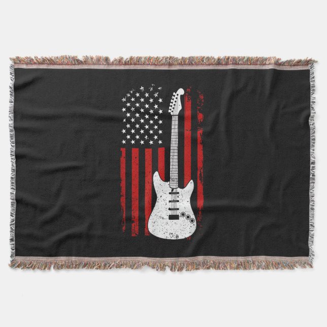 Gitarr Amerikansk US Flag Musikspelare Elektrisk G Filt (Framsidan)