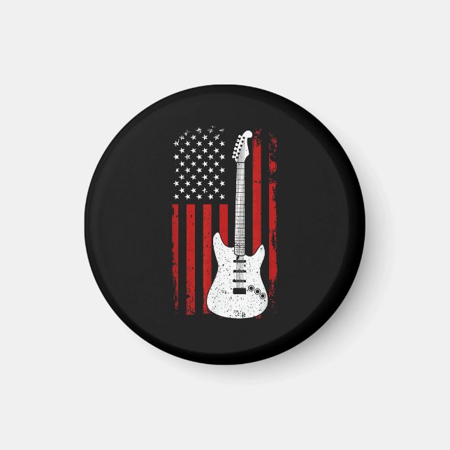 Gitarr Amerikansk US Flagga Musikspelare Elektrisk Magnet (Framsidan)