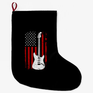 Gitarr Amerikansk US Flagga Musikspelare Elektrisk Stor Julstrumpa