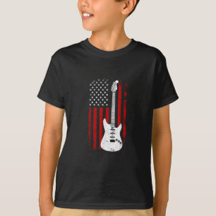 Gitarr Amerikansk US Flagga Musikspelare Elektrisk T Shirt