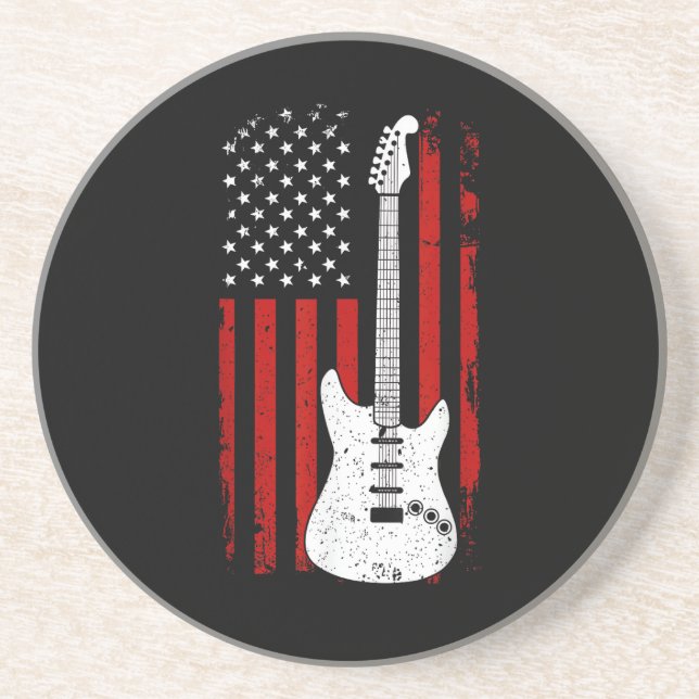 Gitarr Amerikansk US Flagga Musikspelare Elektrisk Underlägg (Framsidan)