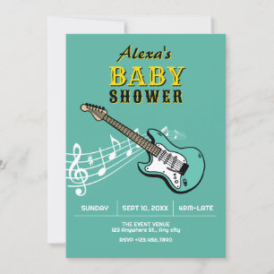 Gitarr baby shower inbjudningar