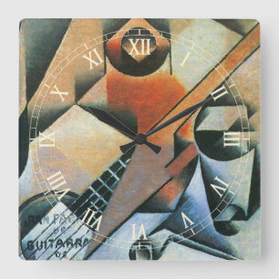 Gitarr (Banjo) och Glasögon, Juan Gris, Vintage Ar Fyrkantig Klocka