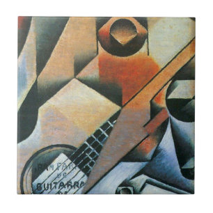 Gitarr (Banjo) och Glasögon, Juan Gris, Vintage Ar Kakelplatta