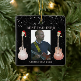 Gitarr Bästa pappa någonsin jul 2022 Keramisk pryd Julgransprydnad Keramik