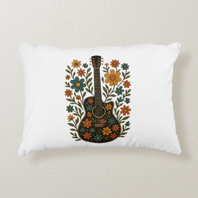 Gitarr & Blomdesigns Prydnadskudde (Framsidan)