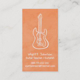 Gitarr Doodle Gitarrist Orange Företagskort Visitkort