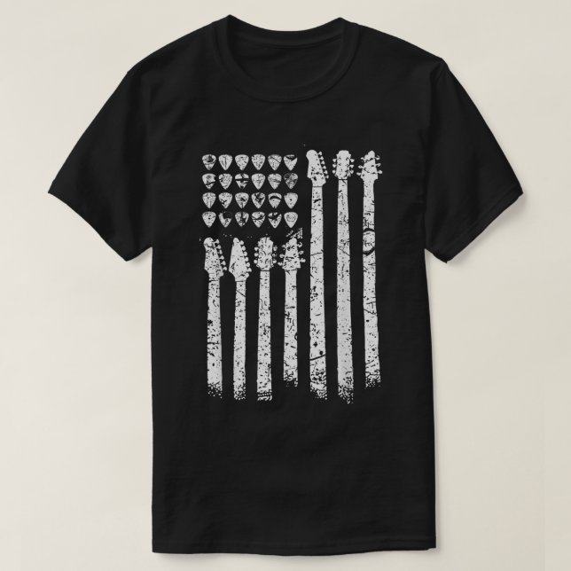 Gitarr Flag Picks Musik Konst T Shirt (Design framsida)