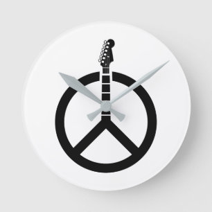 Gitarr Fredstecken Rund Klocka