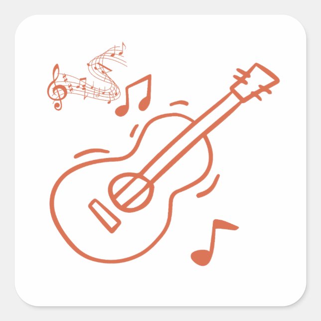 gitarr fyrkantigt klistermärke (Framsida)