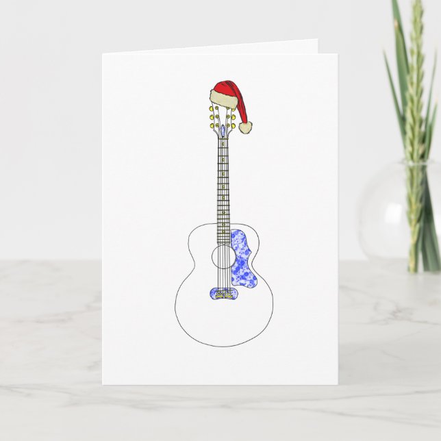 Gitarr Glad Jul Minimalistisk Teckning Kort (Framsida)