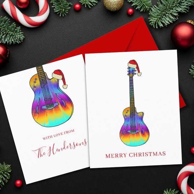 Gitarr God Jul Anpassad Budget (Christmas guitar budget custom holiday greetings card)