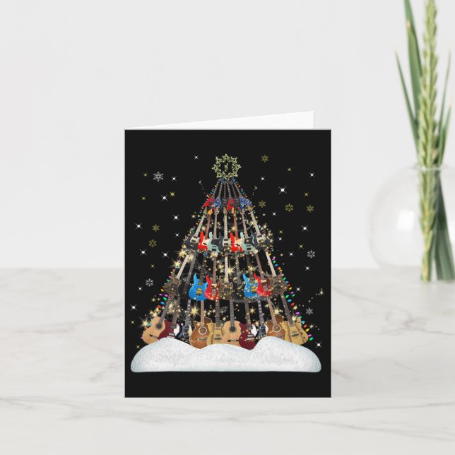 Gitarr julgran tröja musiker julpresent män kort (Framsida)