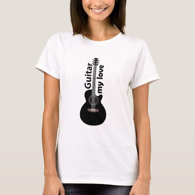 Gitarr Min Kärlek Gitarr T Shirt (Framsida)