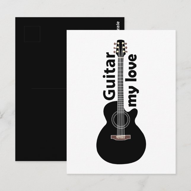 Gitarr Min Kärlek Gitarr Vykort (Fram/baksida)