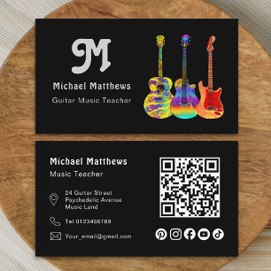 Gitarr Musik Lärar Musikern Sociala Medier QR-kod Visitkort