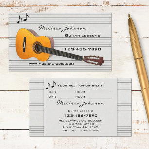 Gitarr Musiklärare Lektioner Möteskort Tidsbeställning Kort