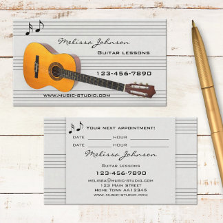 Gitarr Musiklärare Lektioner Möteskort Tidsbeställning Kort