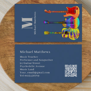 Gitarr Musiklärare Musiker Anpassad QR-kod Visitkort