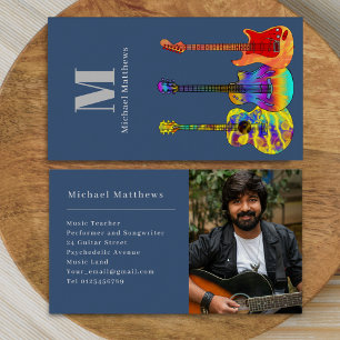Gitarr Musiklärare Musiker Foto Visitkort