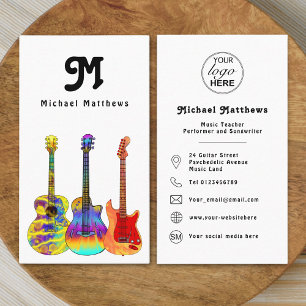 Gitarr Musiklärare Musiker Logo Sociala Medier Iko Visitkort