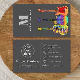 Gitarr Musiklärare Musiker Logo Sociala Medier Iko Visitkort