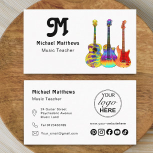 Gitarr Musiklärare Musiker Logo Sociala Medier Visitkort