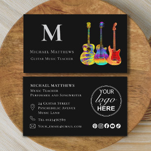 Gitarr Musiklärare Musiker Logo Sociala Medier Visitkort