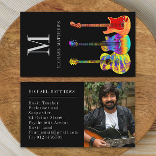 Gitarr Musiklärare Professionell Musiker Foto Visitkort