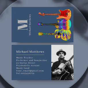 Gitarr Musiklärare Professionell Musiker Foto Visitkort