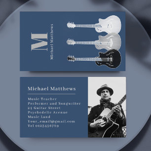 Gitarr Musiklärare Professionell Musiker Foto Visitkort