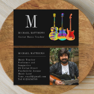 Gitarr Musiklärare Professionell Musiker Foto Visitkort