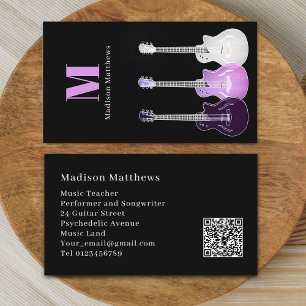 Gitarr Musiklärare Professionell Musiker QR-kod Visitkort