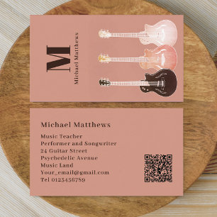 Gitarr Musiklärare Professionell Musiker QR-kod Visitkort
