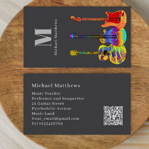 Gitarr Musiklärare Professionell Musiker QR-kod Visitkort