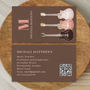 Gitarr Musiklärare Professionell Musiker QR-kod Visitkort