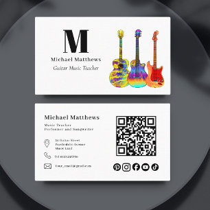 Gitarr Musiklärare QR-kod Sociala medier Anpassad Visitkort