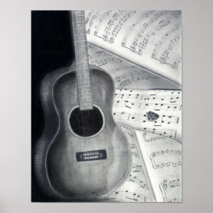 Gitarr- & notbladaffischkonst poster