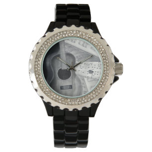 Gitarr & notbladklocka armbandsur