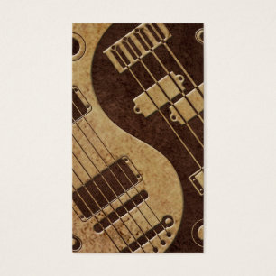 Gitarr och bas- Yin Yang med brun struktur Visitkort