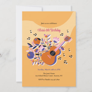 Gitarr och blommor inbjudan